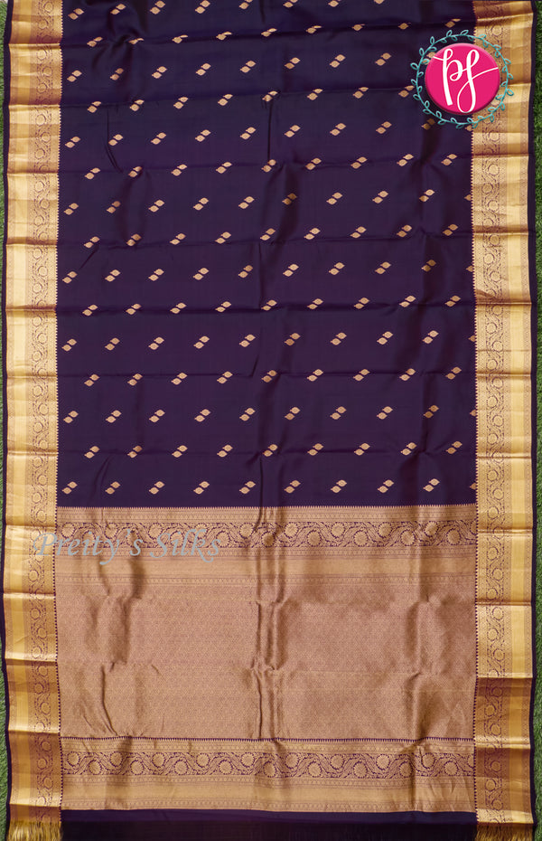 Pure Kanchipuram Silk Saree-Dark Purple-PF59192