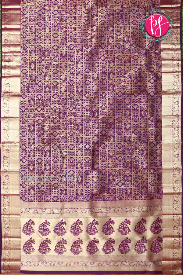Pure Kanchipuram Silk Saree-Darkpurple -PA04484