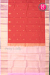 Half Pure Kanchipuram Silk Saree-Red And Babypink-PA25832