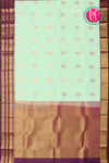 Half Pure Kanchipuram Silk Saree-Pastel Mint Green And Dark Purplish-pink-PA25832