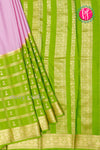 Pure Mysore Crepe Silk Saree-Mauvepink And Parrotgreen-PA46832