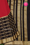 Pure Mysore Crepe Silk Saree-Crimson Red And Black-PA46832
