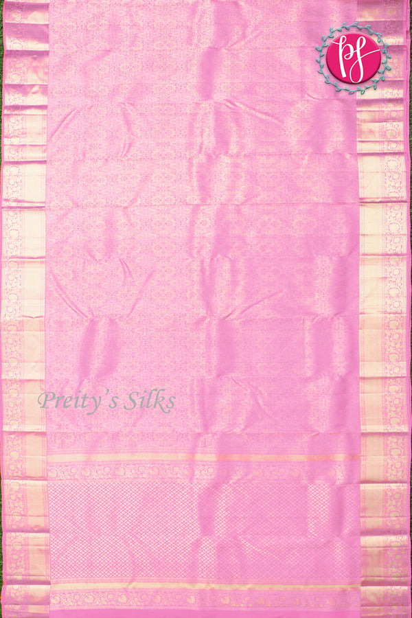 Pure Brocade Kanchipuram Silk Saree - light pink-PA04492