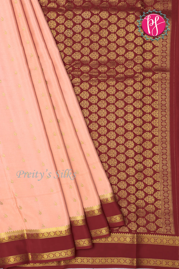 Pure Mysore Crepe Silk Saree With Bentex Border-PF80241