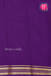 Pure Mysore Crepe Silk Saree-Grey And Purple-PA29028