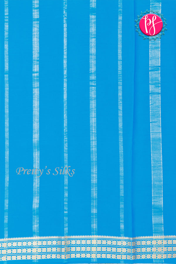 Pure Mysore Crepe Silk Saree-Skyblue-PA19578