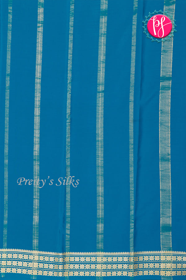 Pure Mysore Crepe Silk Saree-Tealblue-PA19578