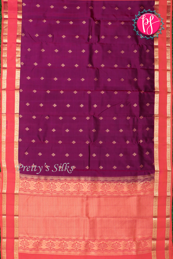 Half Pure Kanchipuram Silk Saree-DeepWine And Red-PA27022