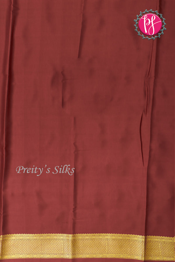 Pure Mysore Crepe Silk Saree -Pistagreen And Maroon-PF82724