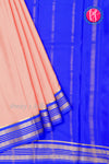 Pure Mysore Crepe Silk Saree-Peach And Royalblue-PA29025