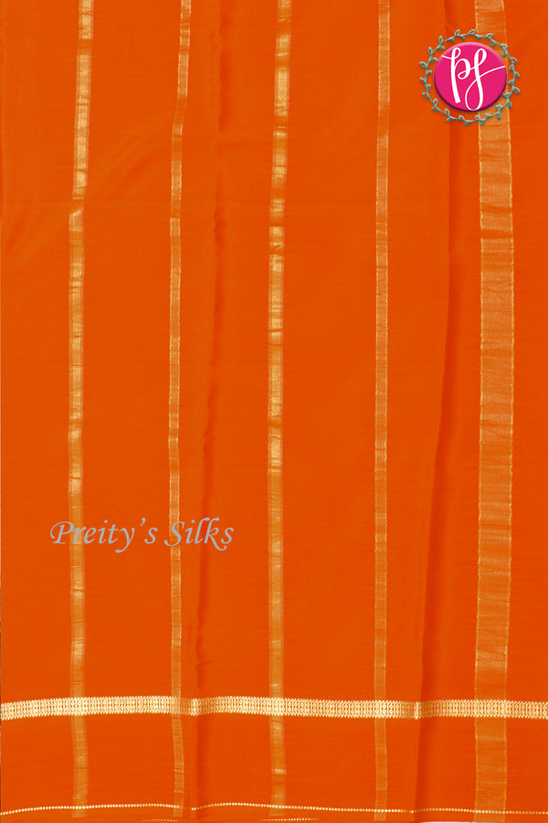Pure Mysore Crepe Silk Saree-Orange-PA19482