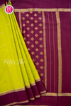 Pure Mysore Crepe Silk Saree-Olivegreen And Wine- PA56316