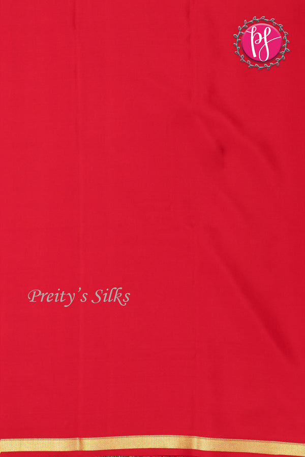 Pure Mysore Crepe Silk Saree (With singlechecks)-Red-PA20527