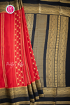 Pure Mysore Crepe Silk Saree-Red And Black-PA