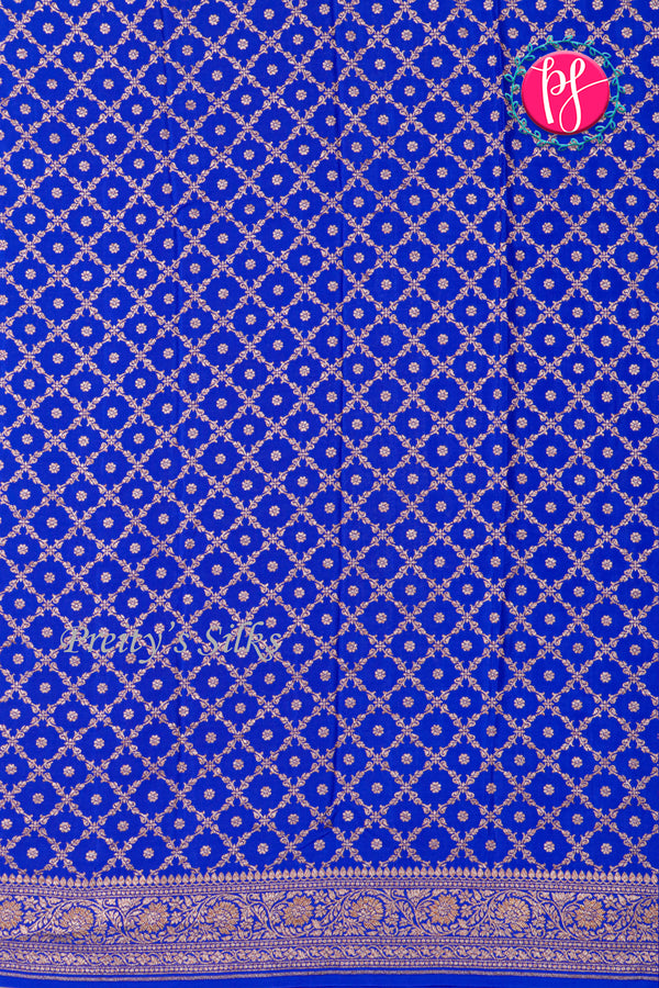 Pure Banarasi Crepe Silk Saree-Royalblue-PA22100