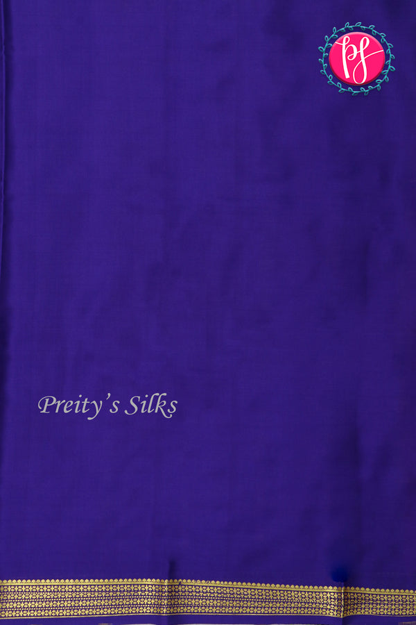 Pure Mysore Crepe Silk Saree-Mejentapink And Navyblue-PA22237