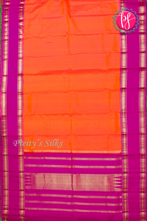 Kanchipuram Soft Silk Saree-Orange And Mejentapink-PA20390
