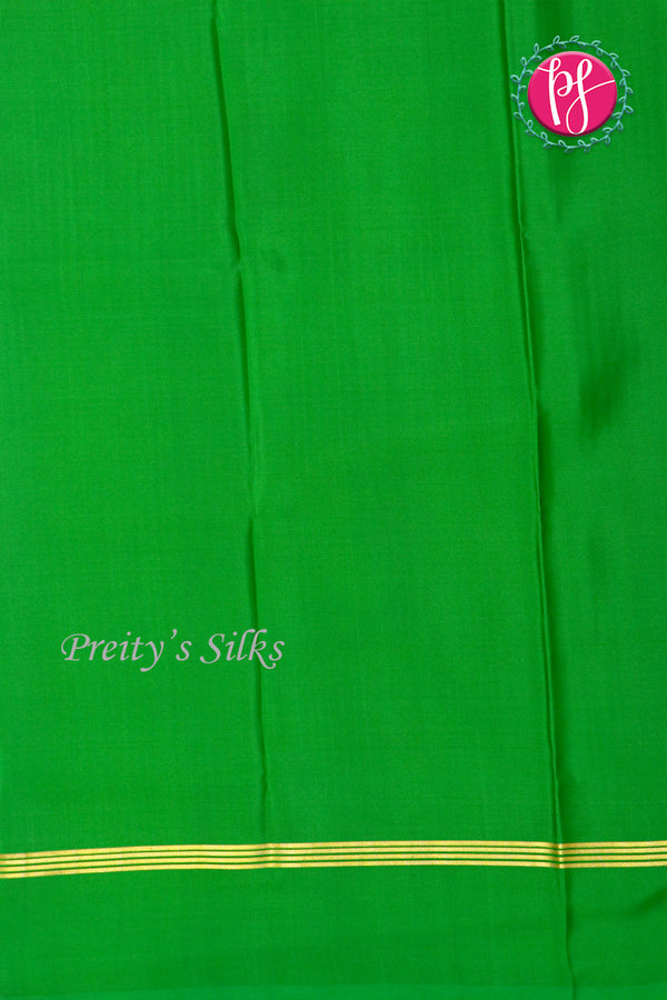 Pure Mysore Crepe Silk Saree Contrast PlainBorder -Red And Green-PA10788