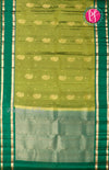 Half Pure Kanchipuram Silk Saree-Mehandi Green With Leaf Green-PF68647