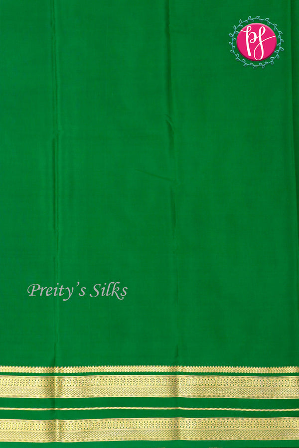 Pure Mysore Crepe Silk Saree-Marigold orange And Green-PA19929