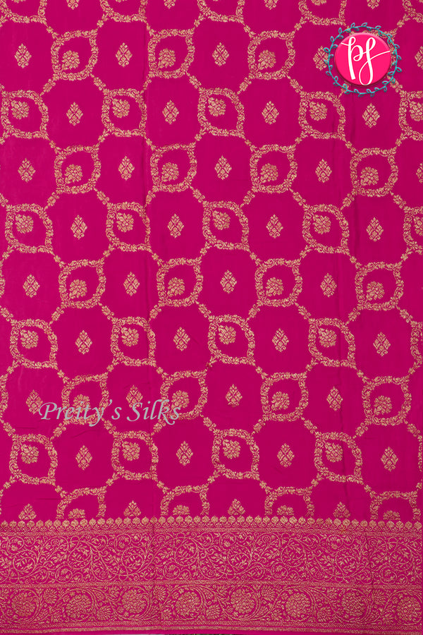 Pure Banarasi Crepe Silk Saree-Orange And Pink-PA22100