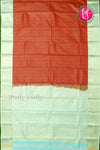 Half Pure Kanchipuram Silk Saree-Red And Skyblue-PF60538