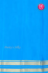 Pure Mysore Crepe Silk Saree-Royalblue And Skyblue-PA19929