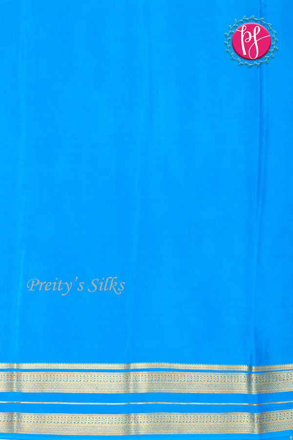 Pure Mysore Crepe Silk Saree-Royalblue And Skyblue-PA19929