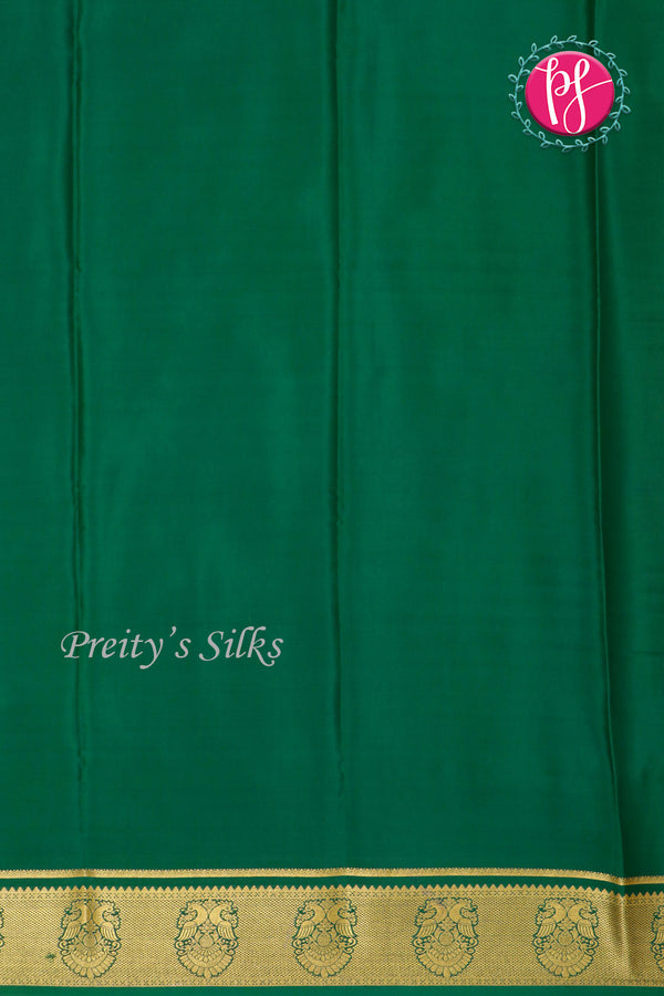 Pure Mysore Crepe Silk Saree -Yellow And Bottlegreen-PF86046