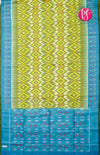 Pure Pochampally Soft Silk saree - Olive Green - Sky Blue-PF38076