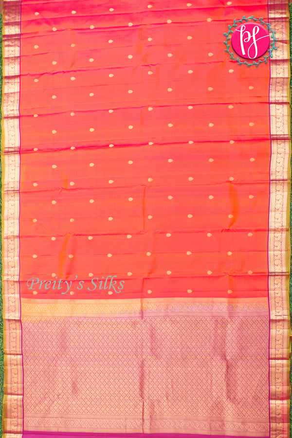 Kanchipuram Soft Silk Saree-Orange And Pink-PA20390