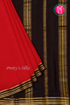 Pure Mysore Crepe Silk Saree-Red And Black-PA19960