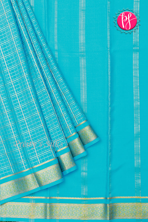 Pure Mysore Crepe Silk Saree-Skyblue-PA26341