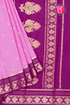 Pure Mysore Crepe Silk Saree-Babypink And WinePeacock border -PA26542