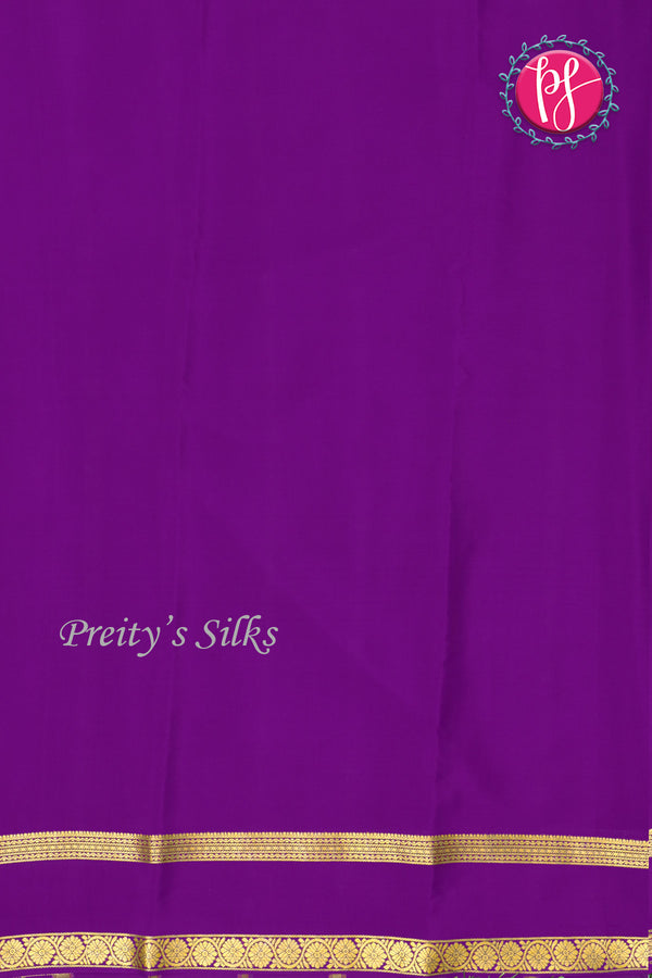 Pure Mysore Crepe Silk Saree -Dark Grey And Purple-PF82494