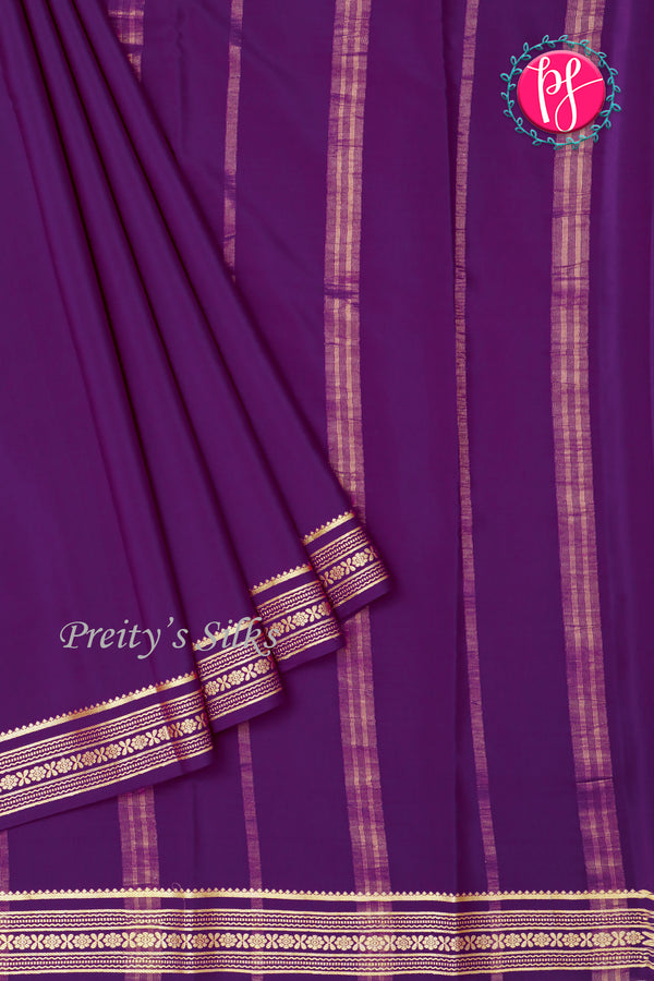 Pure Mysore Crepe Silk Saree -Purple-PF46924