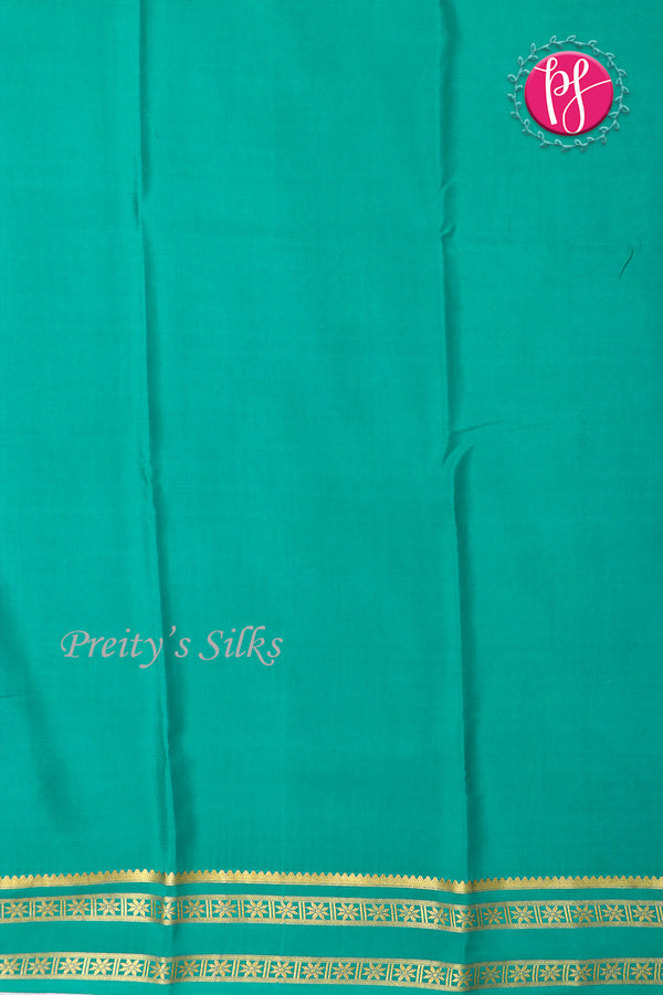 Pure Mysore Crepe Silk Saree -Dark Purple And Seagreen-PF86103