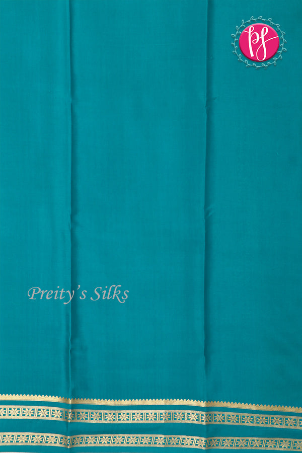 Pure Mysore Crepe Silk Saree -Lime green AndTealblue-PF86103