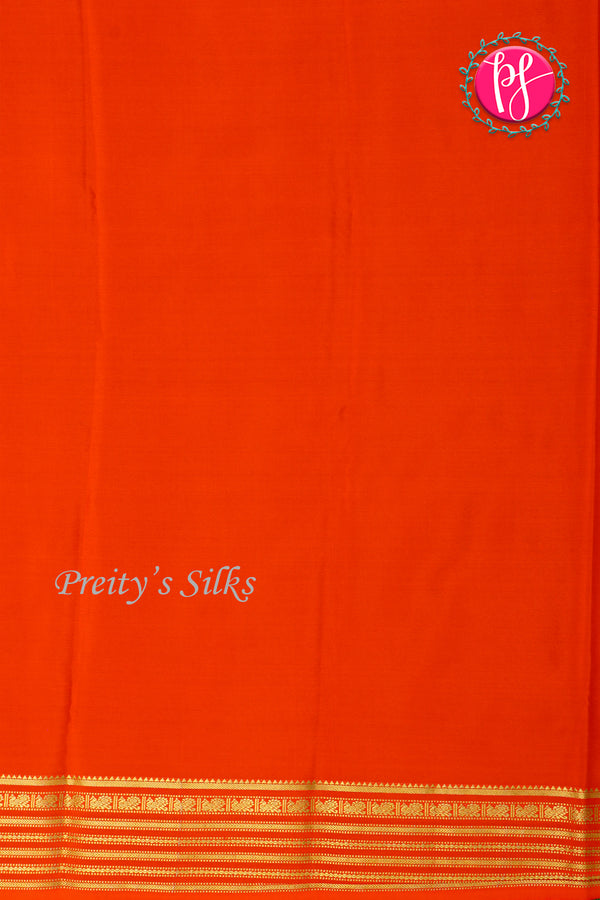Pure Mysore Crepe Silk Saree-Pistagreen And Orange-PA26302