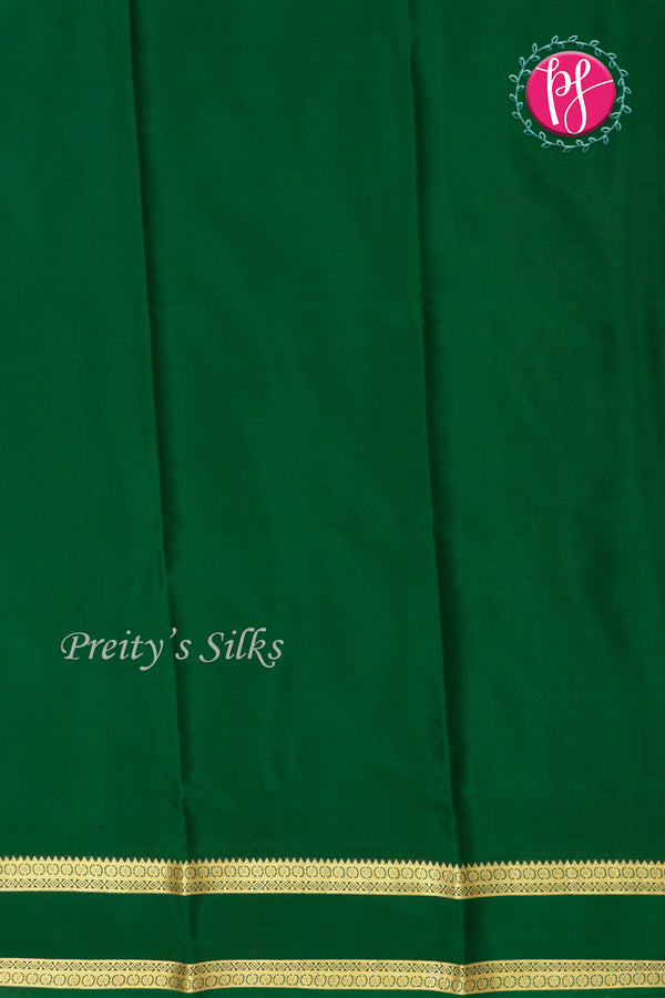Pure Mysore Crepe Silk Saree -Rustorange And Green-PF86046