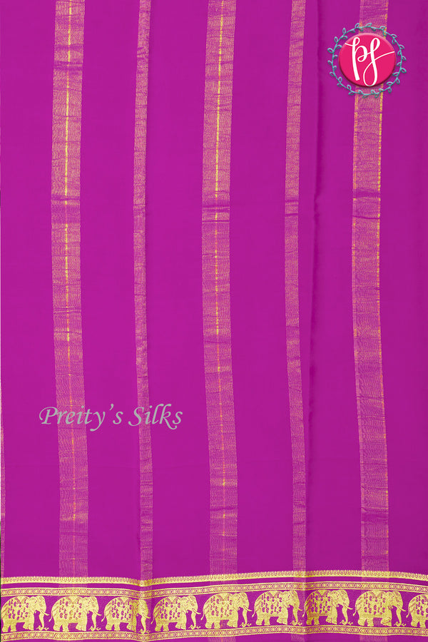 Pure Mysore Crepe Silk Saree-Contrast-Neongreen And Purple-PA19804