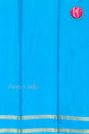 Pure Mysore Crepe Silk Saree-Yellow And Skyblue-PF82478