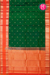 Pure Kanchipuram Silk Saree-Bottlegreen And Tomato Red-PA23592