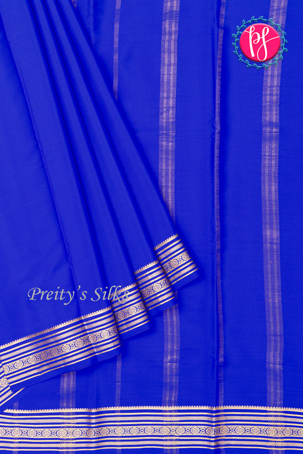 Pure Mysore Crepe Silk Saree-Royalblue-PA35304