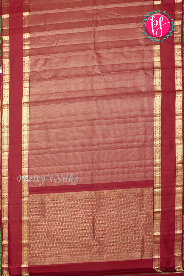 Pure Kanchipuram Silk Saree-Dusty Copper And Maroon-PA20377