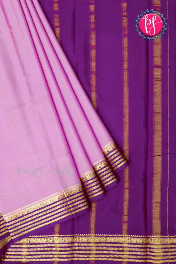 Pure Mysore Crepe Silk Saree-Mauve And Purple-PA28717