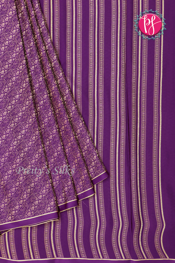 PURE KADDI BANARASI GEORGETTE SILK SAREE-Deep Violet -PA14778