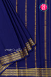 Pure Mysore Crepe Silk Saree-Navyblue- PA33665