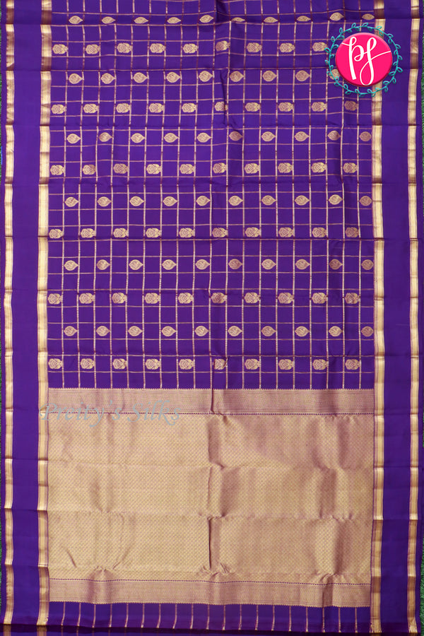 Half Pure Kanchipuram Silk Saree- Purple- PA24996