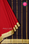 Pure Mysore Crepe Silk Saree-Red And Black-PA22436